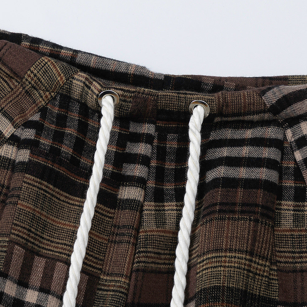 Fashion Plaid Casual Straight Trousers Men