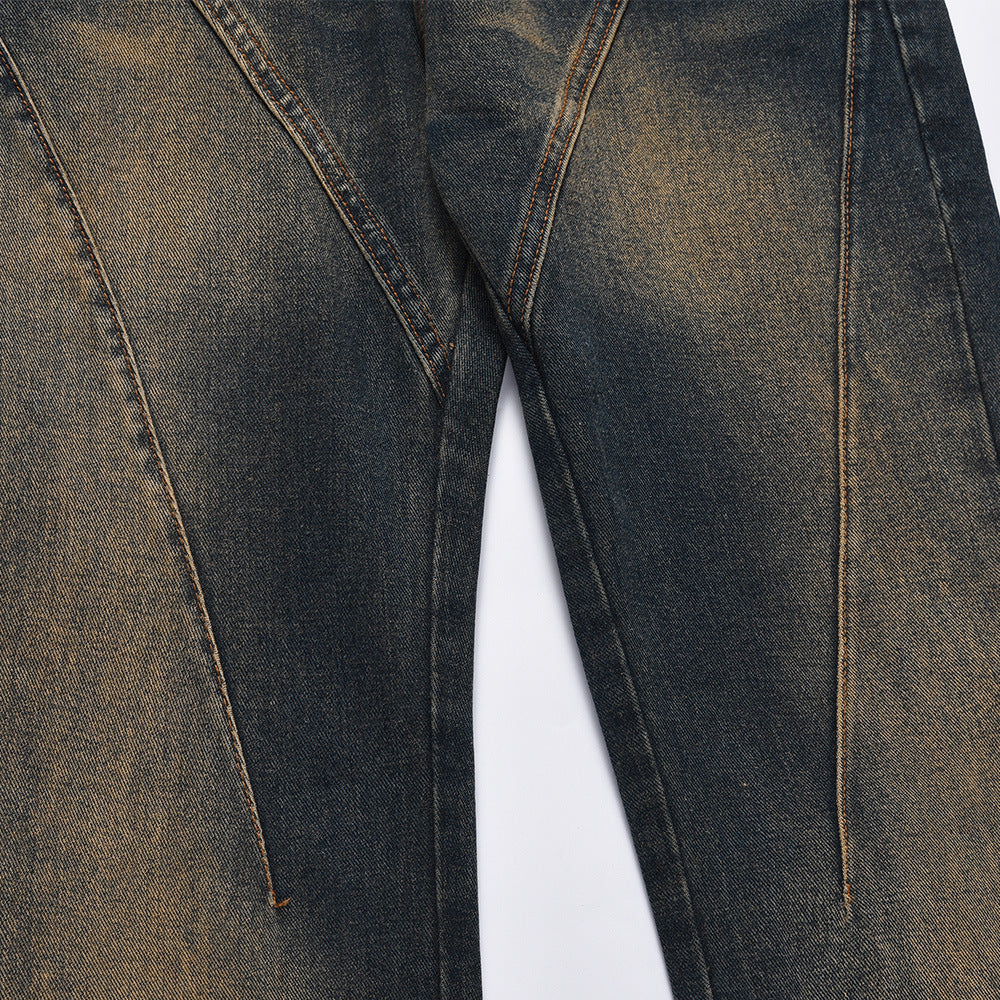 Inkjet Denim Straight-leg Trousers Men