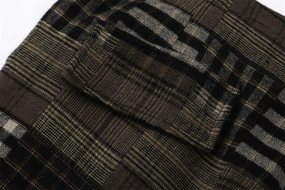 Fashion Plaid Casual Straight Trousers Men