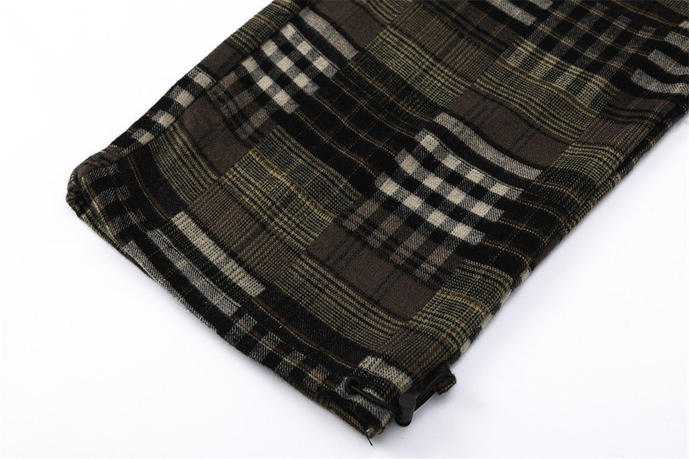 Fashion Plaid Casual Straight Trousers Men