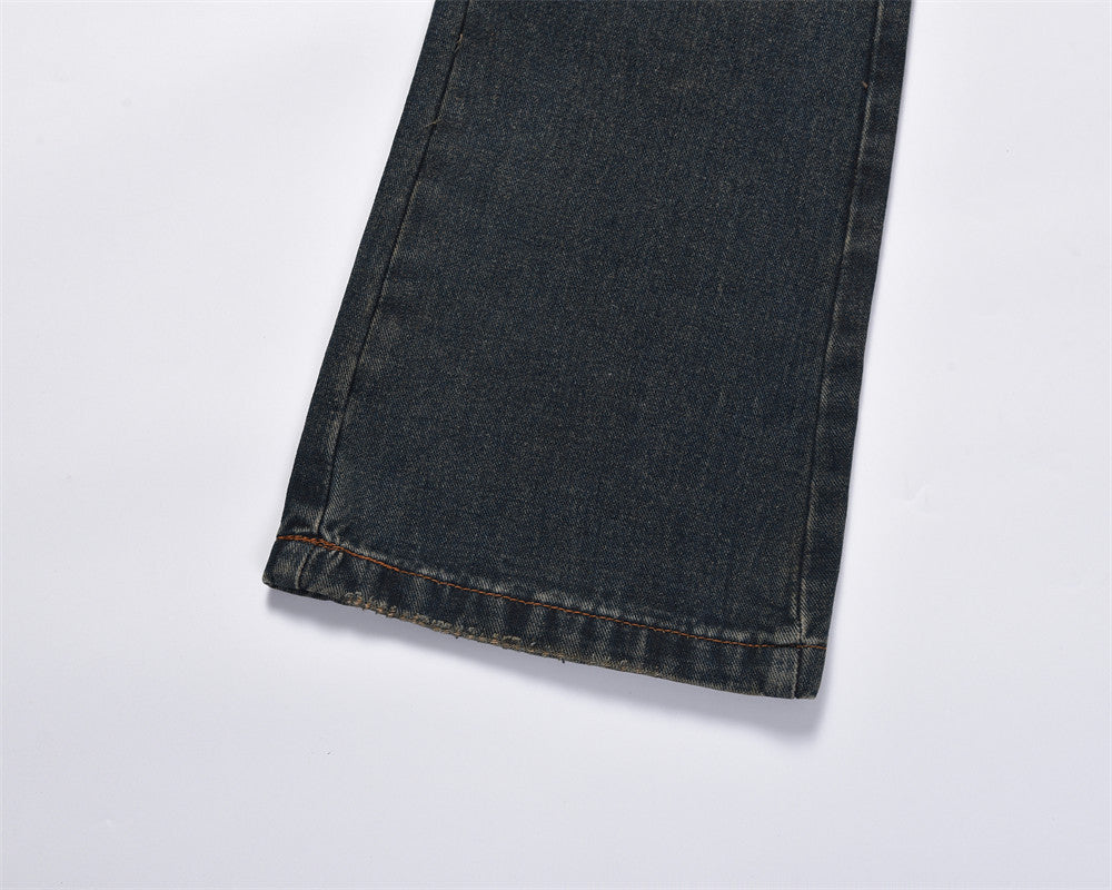 Inkjet Denim Straight-leg Trousers Men