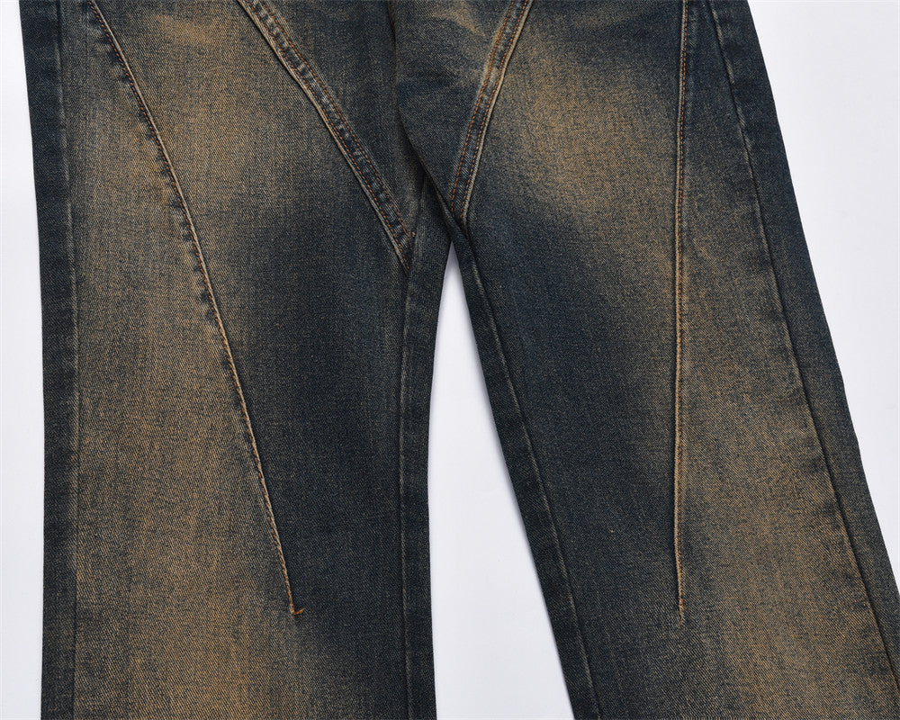 Inkjet Denim Straight-leg Trousers Men
