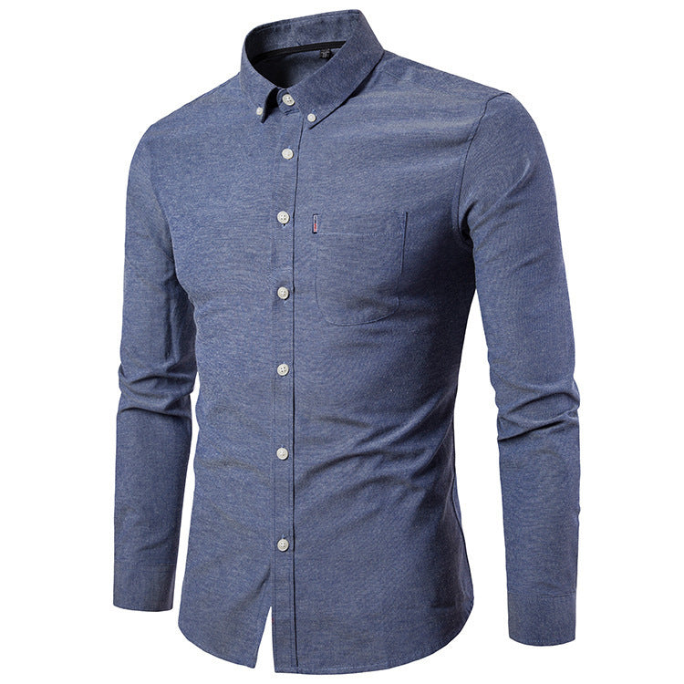 Men Shirts Korean Men Slim Long Sleeve Dress Shirt