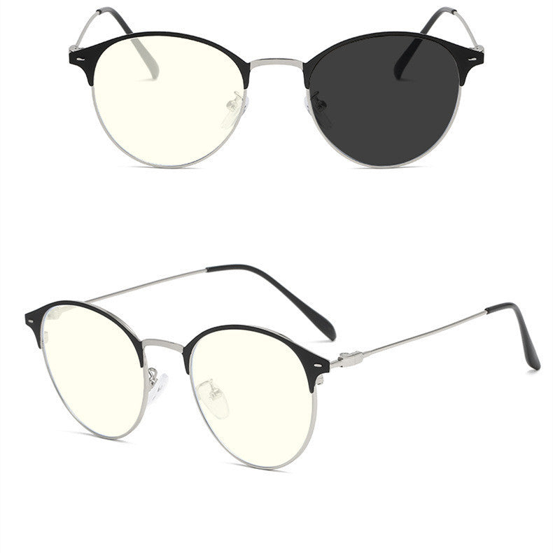Metal Retro Plain Glasses Fashion Anti-blue Light Glasses