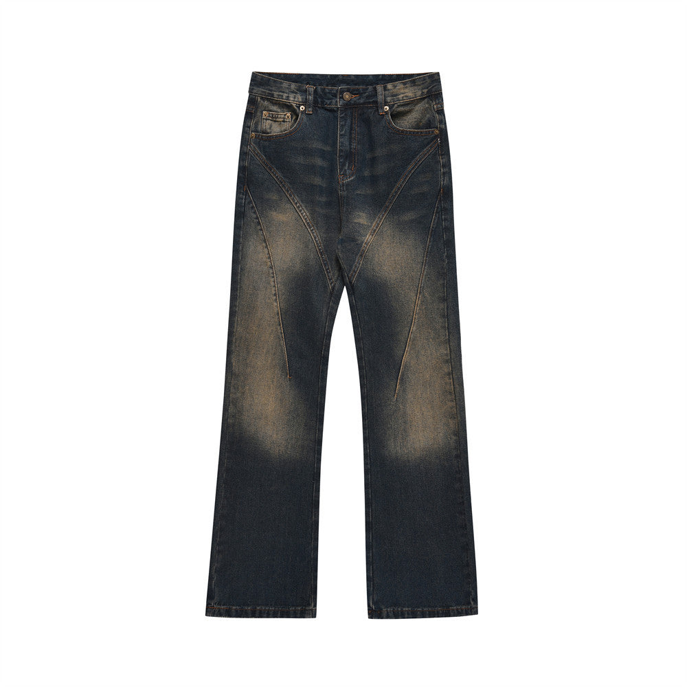Inkjet Denim Straight-leg Trousers Men