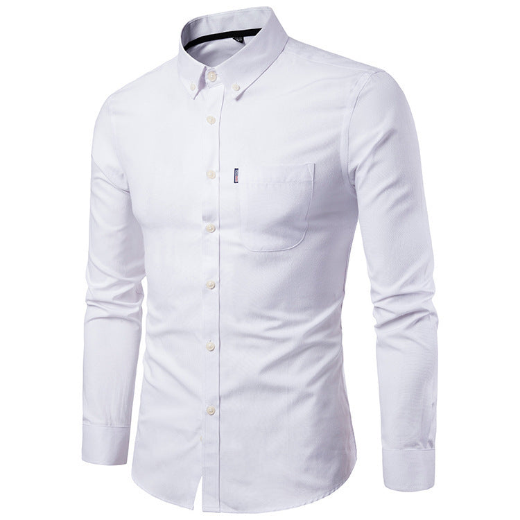 Men Shirts Korean Men Slim Long Sleeve Dress Shirt
