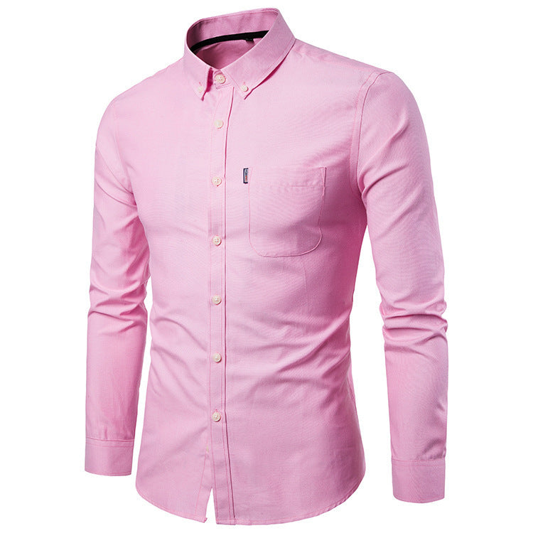 Men Shirts Korean Men Slim Long Sleeve Dress Shirt