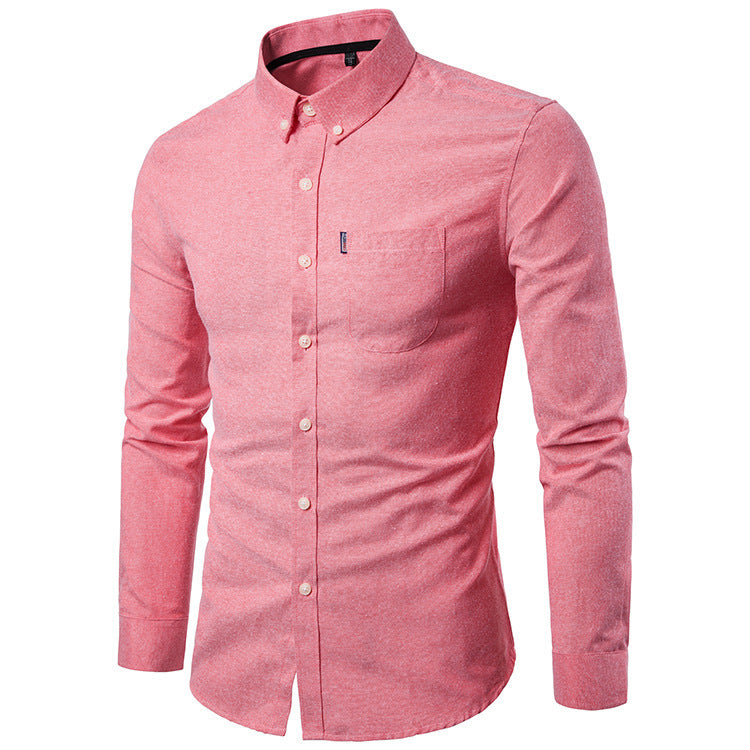 Men Shirts Korean Men Slim Long Sleeve Dress Shirt