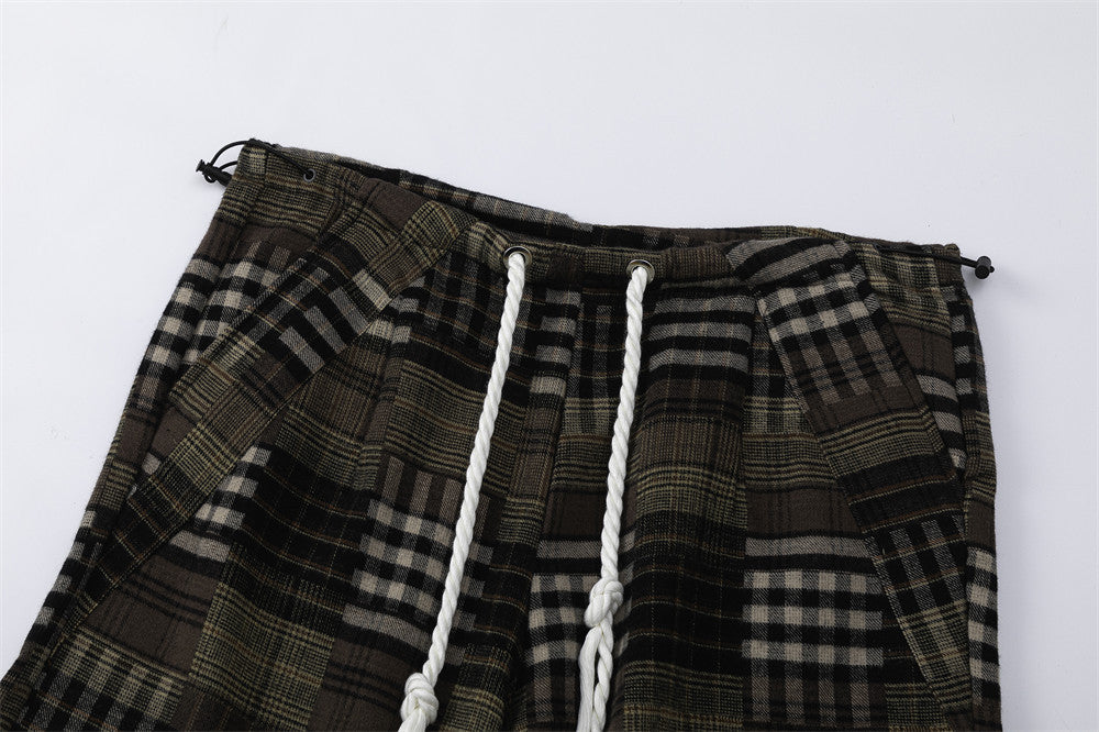 Fashion Plaid Casual Straight Trousers Men