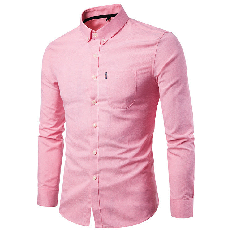 Men Shirts Korean Men Slim Long Sleeve Dress Shirt