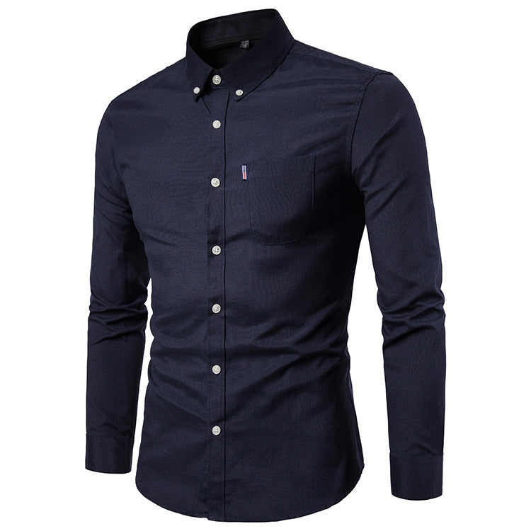 Men Shirts Korean Men Slim Long Sleeve Dress Shirt