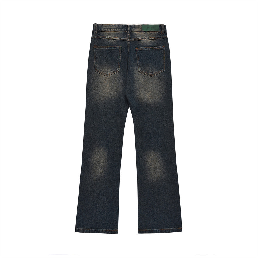 Inkjet Denim Straight-leg Trousers Men